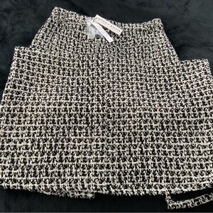 Alice + Olivia Black and White Tweed Pencil Skirt